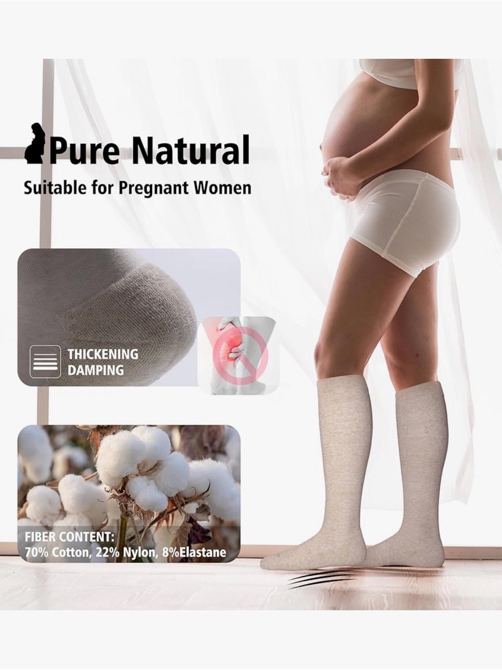 Maternity compression Socks M/L- Light Beige